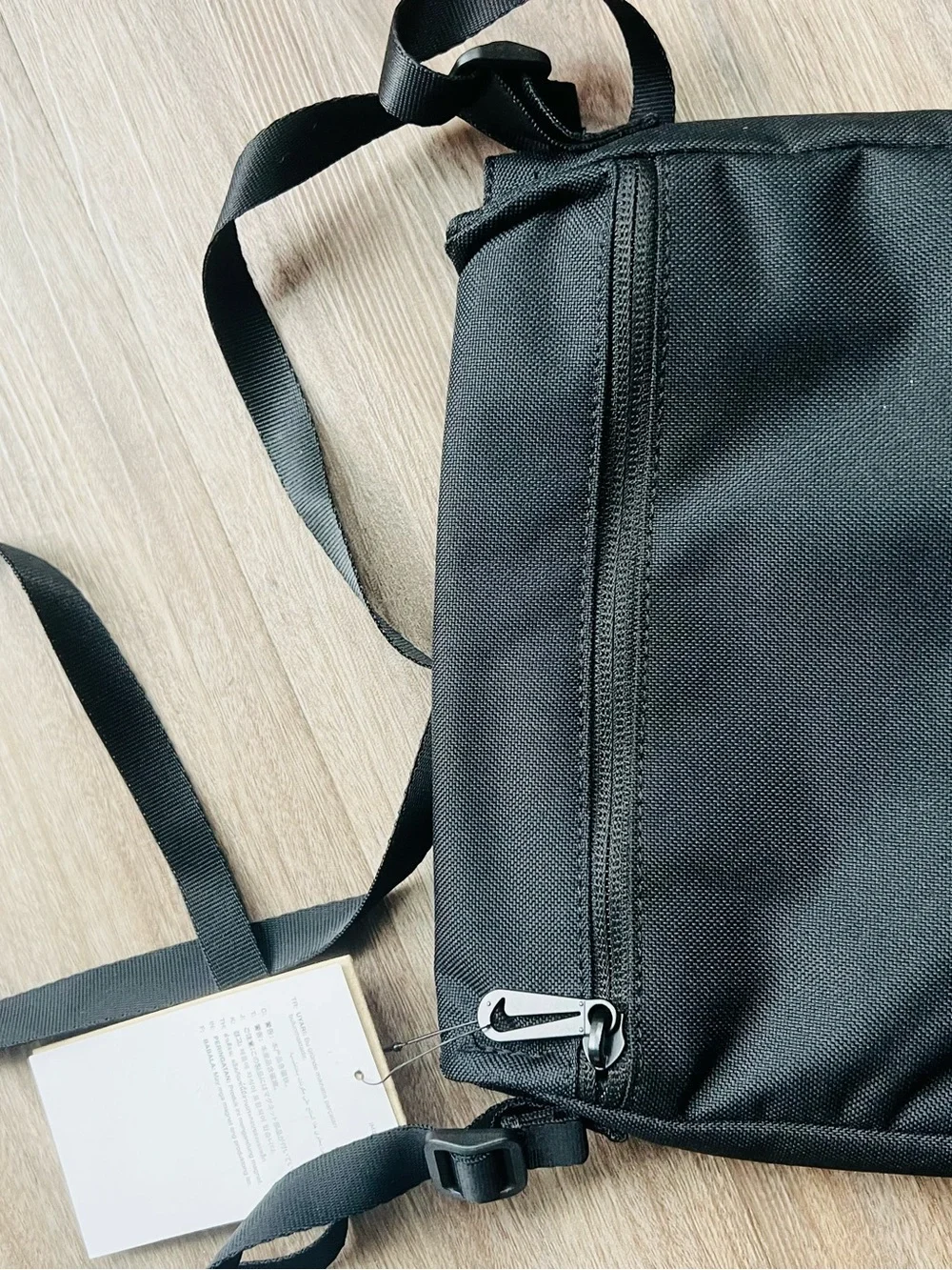 Nike Black Crossbody Messenger Bag with White Logo